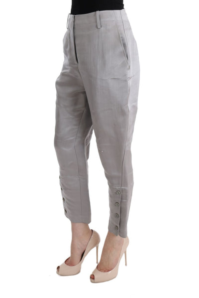 Ermanno Scervino grijze zijden cropped casual broek