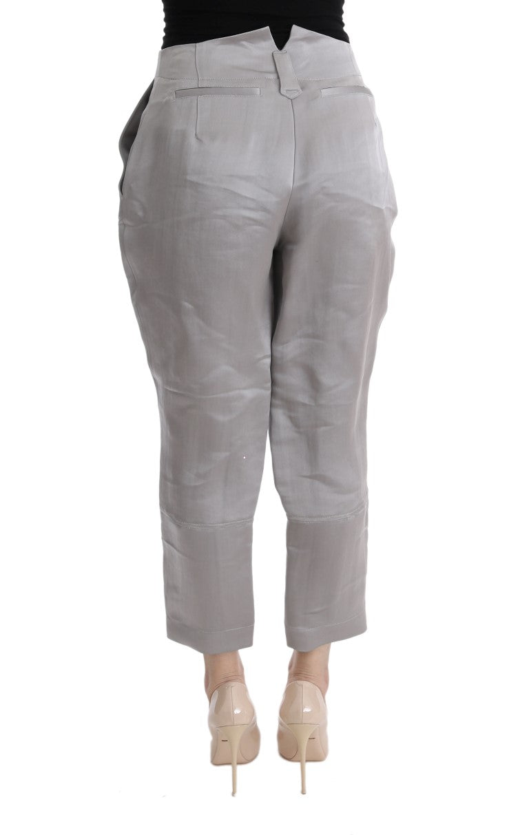 Ermanno Scervino grijze zijden cropped casual broek