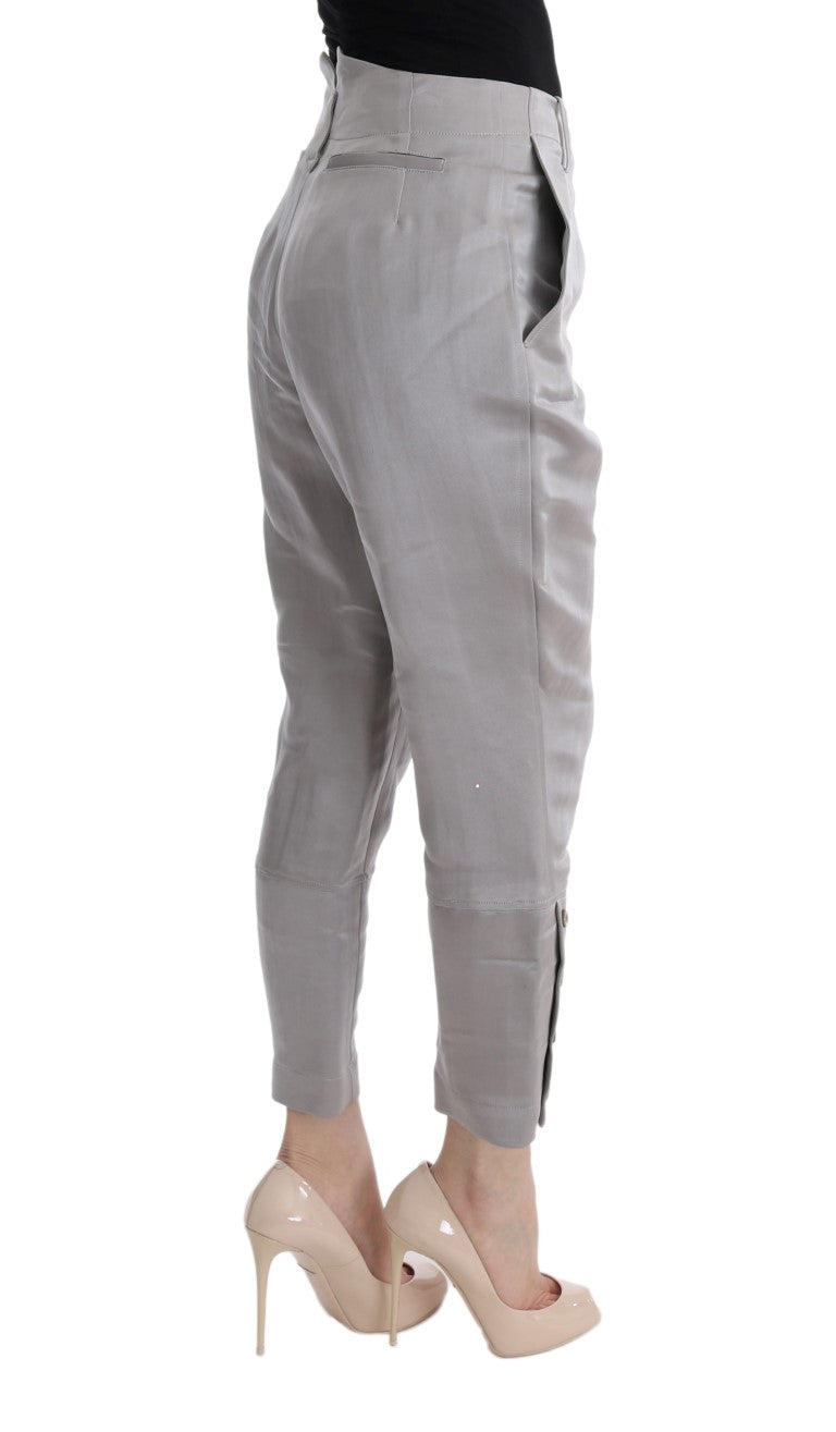 Ermanno Scervino grijze zijden cropped casual broek