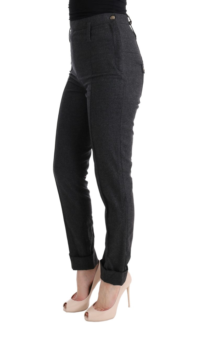 Ermanno Scervino Grijze Skinny Casual Broek van Maagdelijke Wol