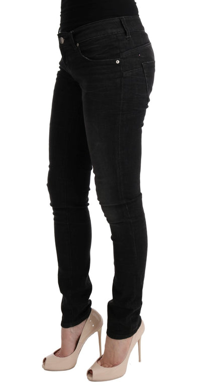 Acht Zwarte Denim Katoenen Broek Slim Fit Jeans