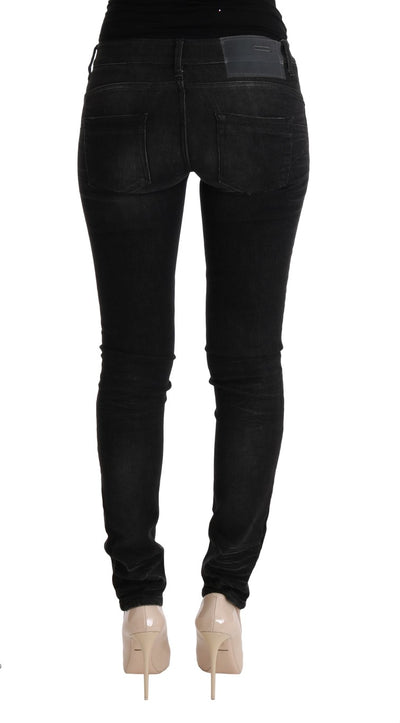 Acht Zwarte Denim Katoenen Broek Slim Fit Jeans
