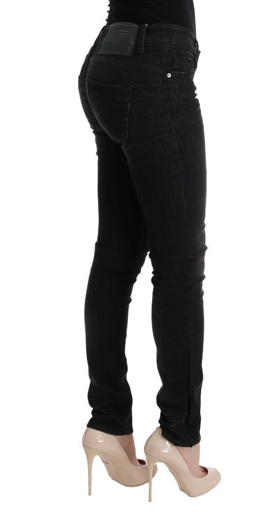 Acht Zwarte Denim Katoenen Broek Slim Fit Jeans