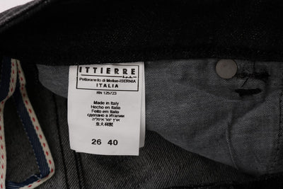 Acht Zwarte Denim Katoenen Broek Slim Fit Jeans