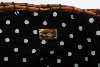 Dolce &amp; Gabbana Beige Straw Snakeskin Pom Pom Crystal AGNESE Tas