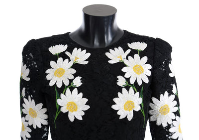 Robe Sicile en dentelle florale noire à motif camomille Dolce &amp; Gabbana