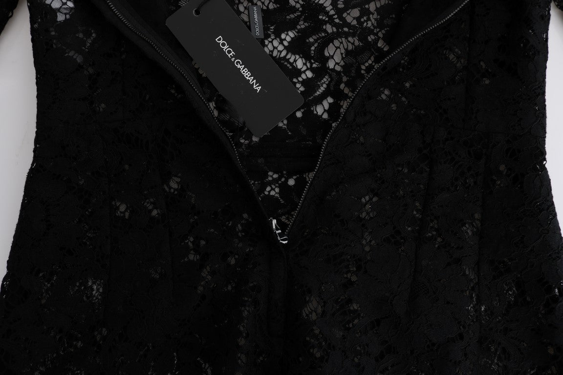 Robe Sicile en dentelle florale noire à motif camomille Dolce &amp; Gabbana
