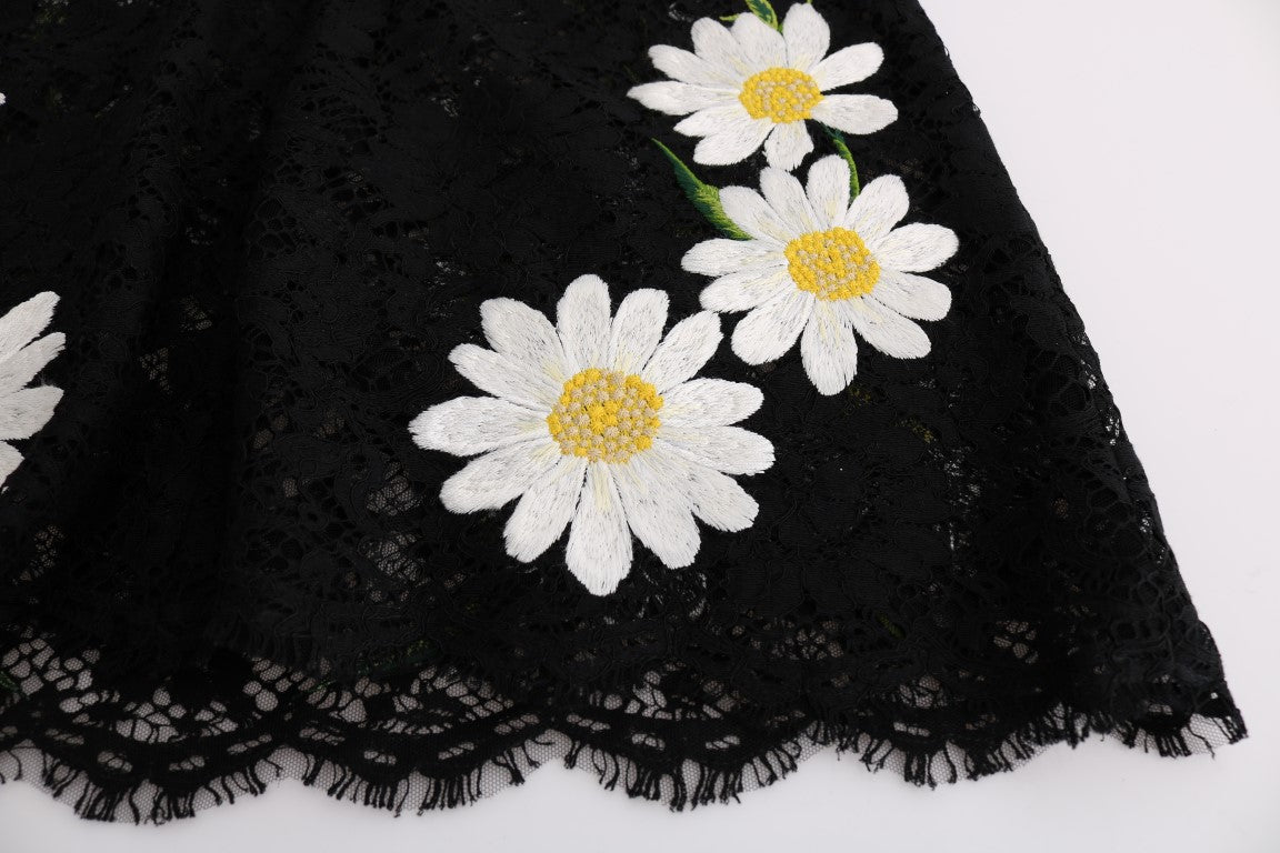 Robe Sicile en dentelle florale noire à motif camomille Dolce &amp; Gabbana