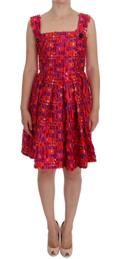 Robe trapèze rose à motifs Dolce &amp; Gabbana au-dessus du genou