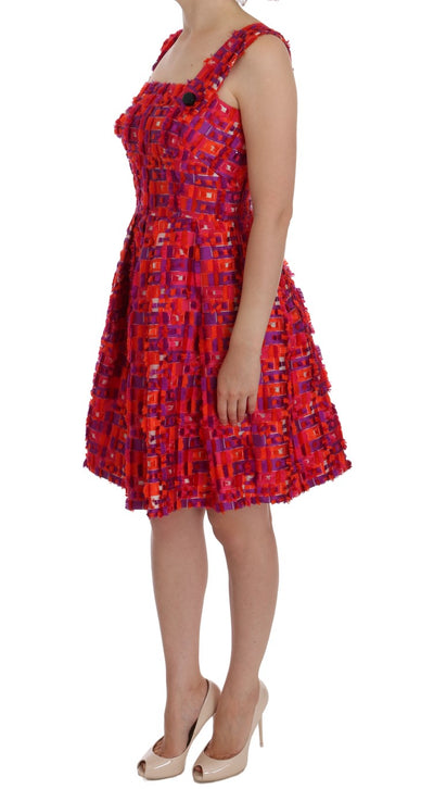 Robe trapèze rose à motifs Dolce &amp; Gabbana au-dessus du genou