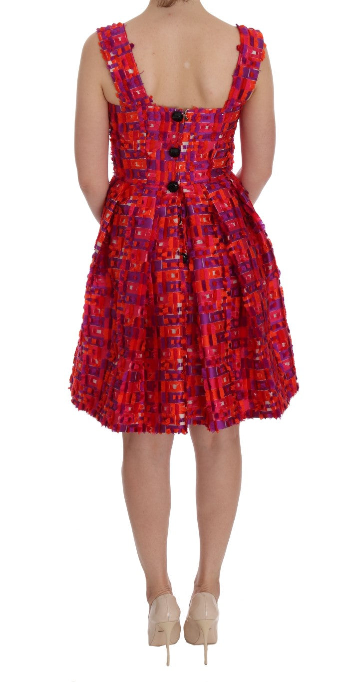 Robe trapèze rose à motifs Dolce &amp; Gabbana au-dessus du genou