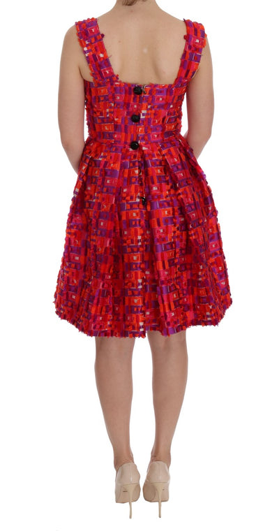 Robe trapèze rose à motifs Dolce &amp; Gabbana au-dessus du genou
