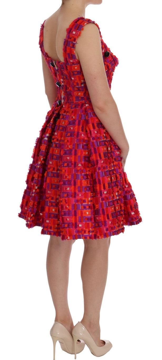 Robe trapèze rose à motifs Dolce &amp; Gabbana au-dessus du genou
