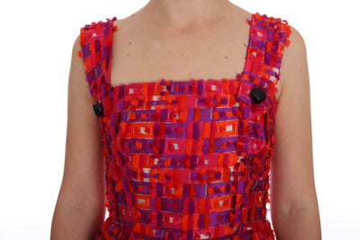 Robe trapèze rose à motifs Dolce &amp; Gabbana au-dessus du genou