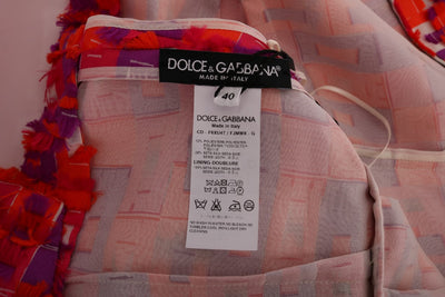 Robe trapèze rose à motifs Dolce &amp; Gabbana au-dessus du genou