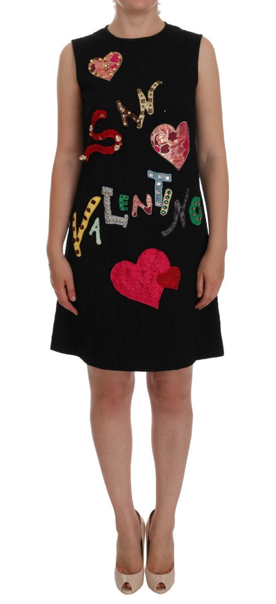 Robe droite noire San Valentino en cristal Dolce &amp; Gabbana