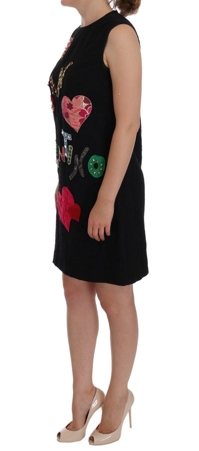 Robe droite noire San Valentino en cristal Dolce &amp; Gabbana