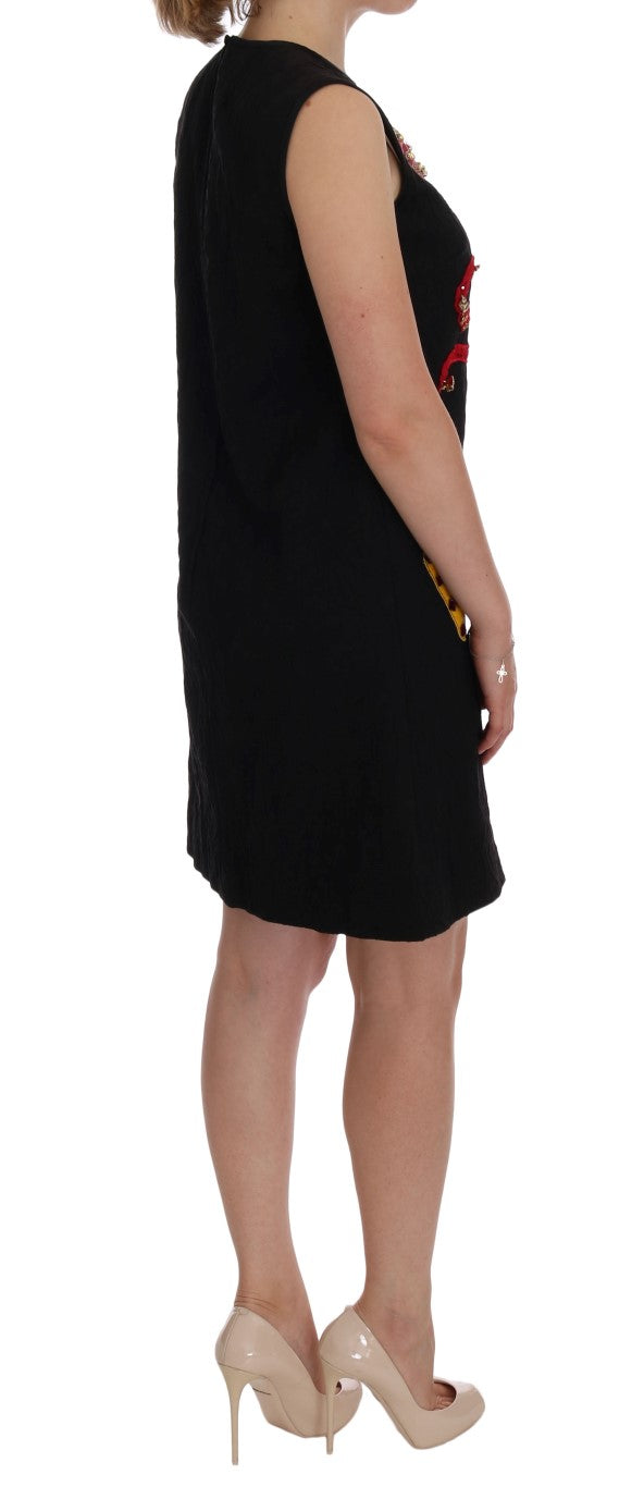 Robe droite noire San Valentino en cristal Dolce &amp; Gabbana
