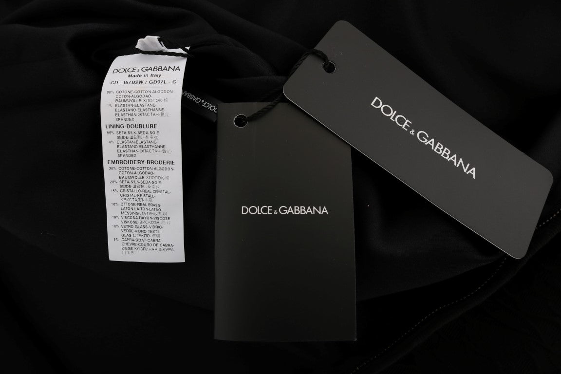 Robe droite noire San Valentino en cristal Dolce &amp; Gabbana