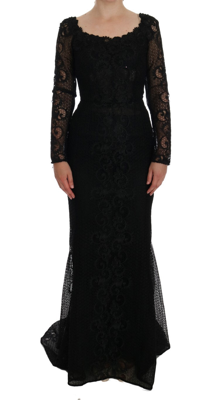 Robe fourreau noire à fleurs Dolce &amp; Gabbana 