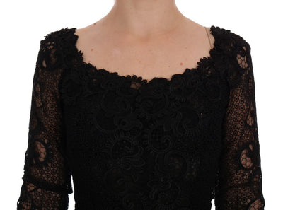 Robe fourreau noire à fleurs Dolce &amp; Gabbana 