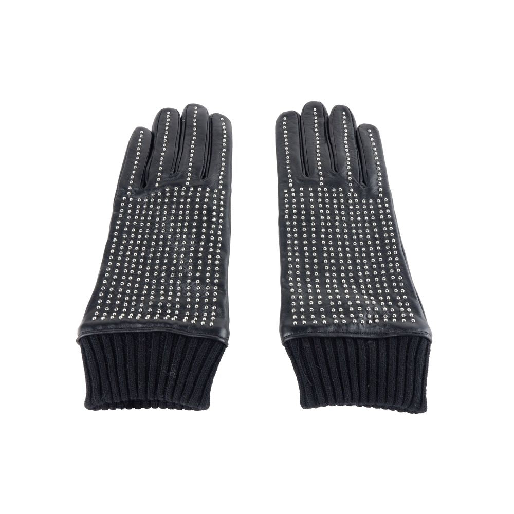 Gants Cavalli Class en cuir d'agneau noir pour homme
