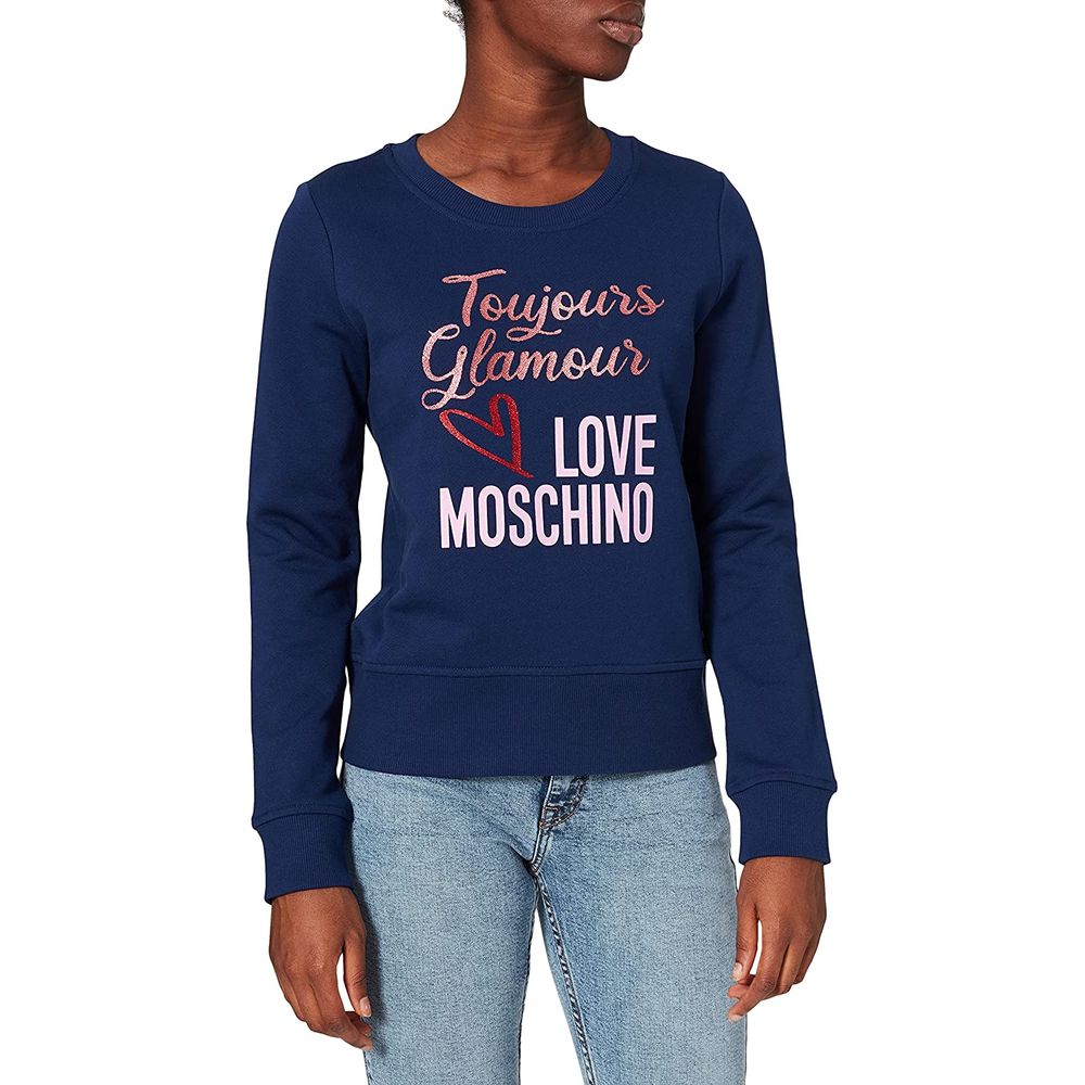 Pull femme en coton bleu Love Moschino