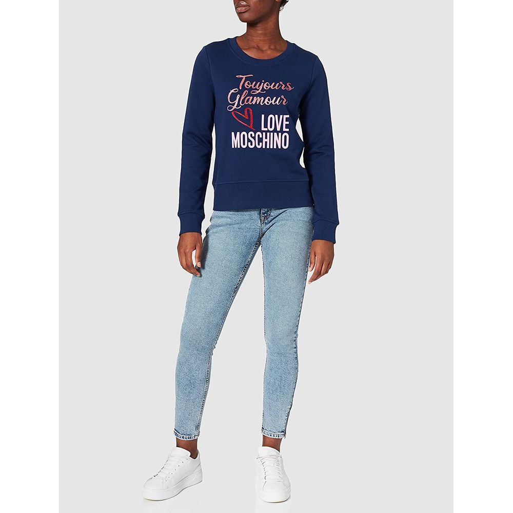 Pull femme en coton bleu Love Moschino