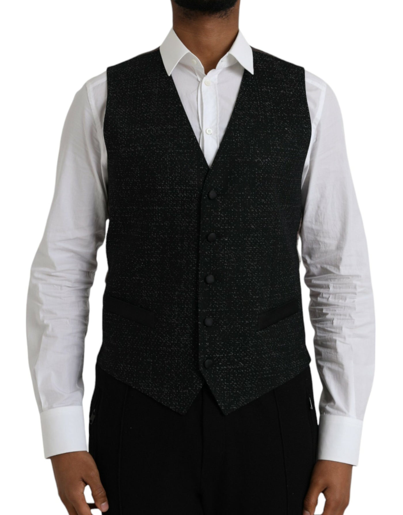 Dolce &amp; Gabbana Robe gilet en soie noir et marron