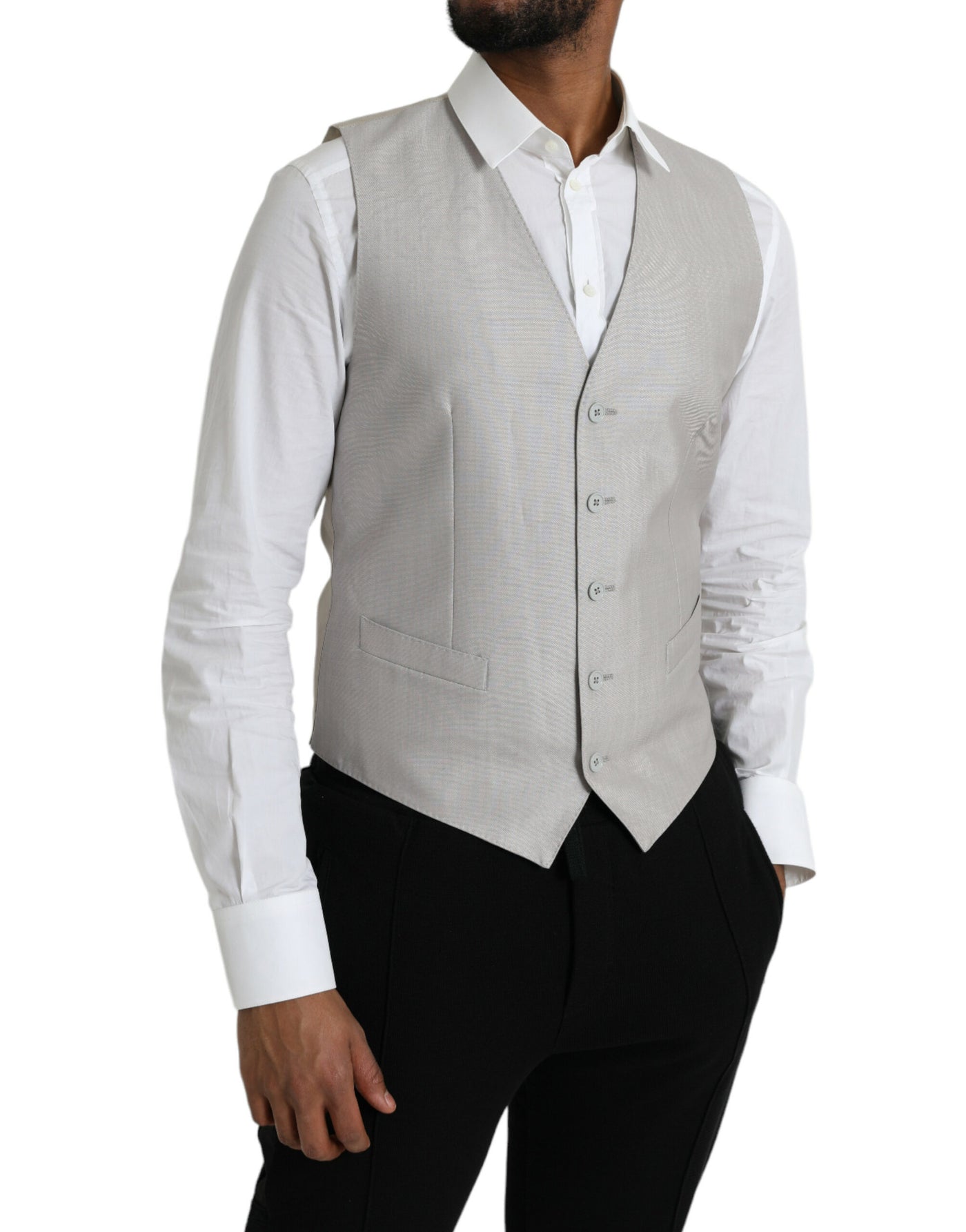 Gilet de soirée en laine gris clair Dolce &amp; Gabbana