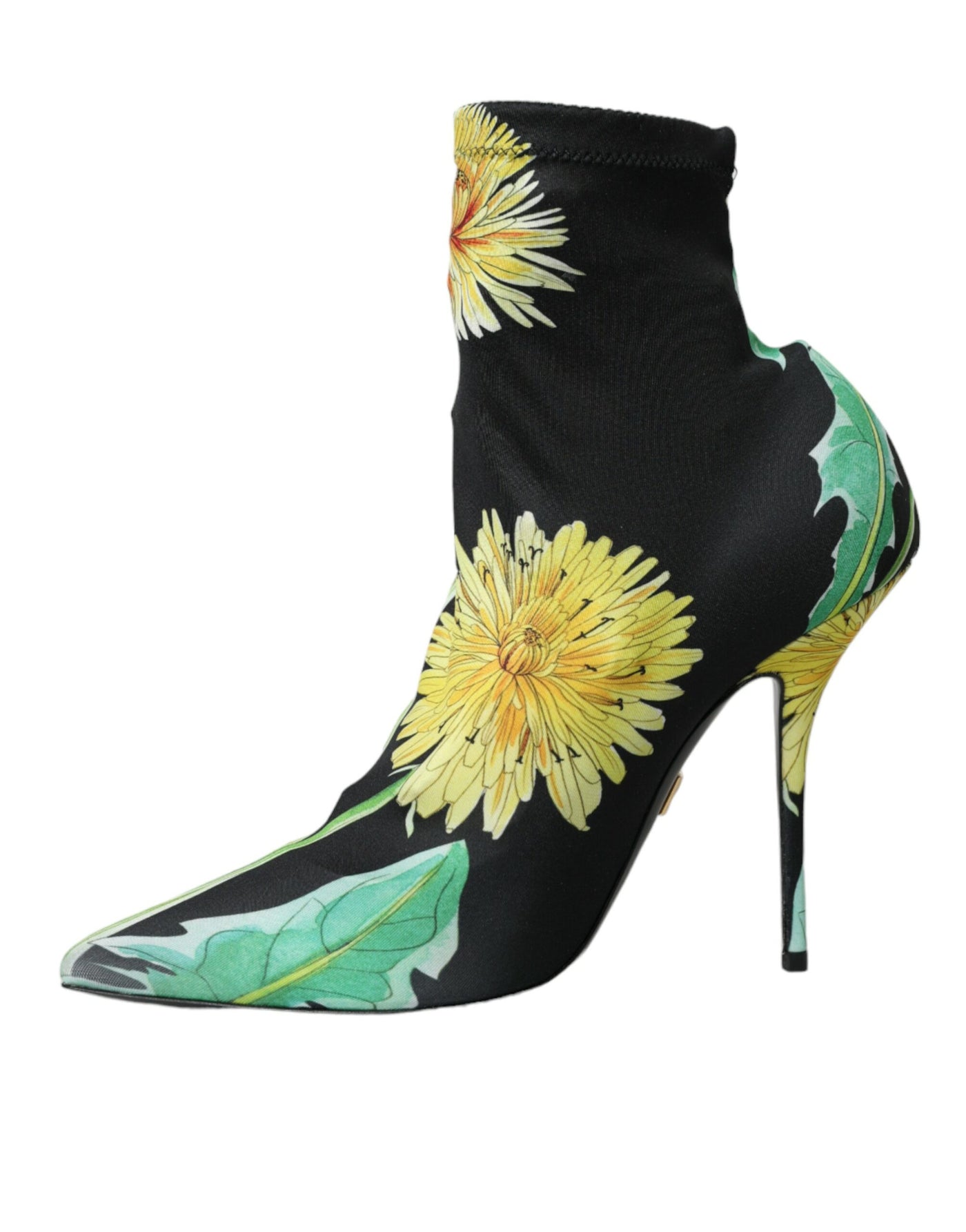 Bottines en jersey extensible noir à fleurs Dolce &amp; Gabbana