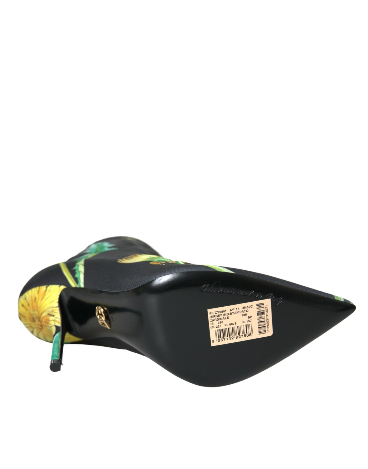 Bottines en jersey extensible noir à fleurs Dolce &amp; Gabbana