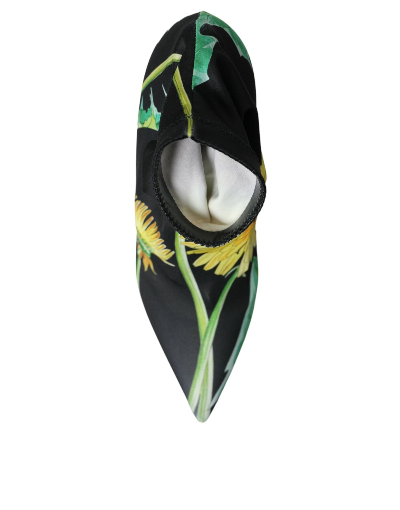 Bottines en jersey extensible noir à fleurs Dolce &amp; Gabbana