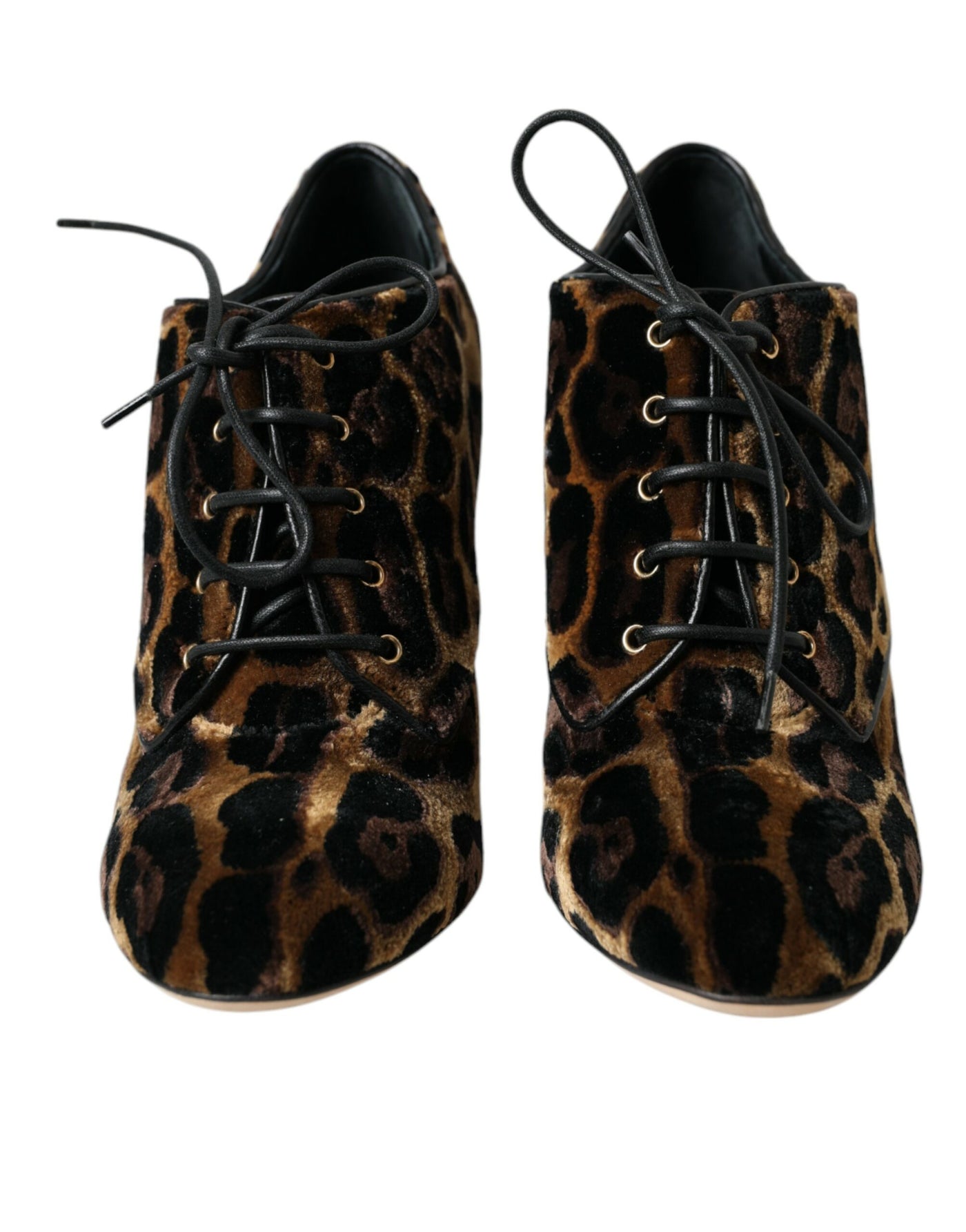 Bottines à lacets à motif léopard marron Dolce &amp; Gabbana