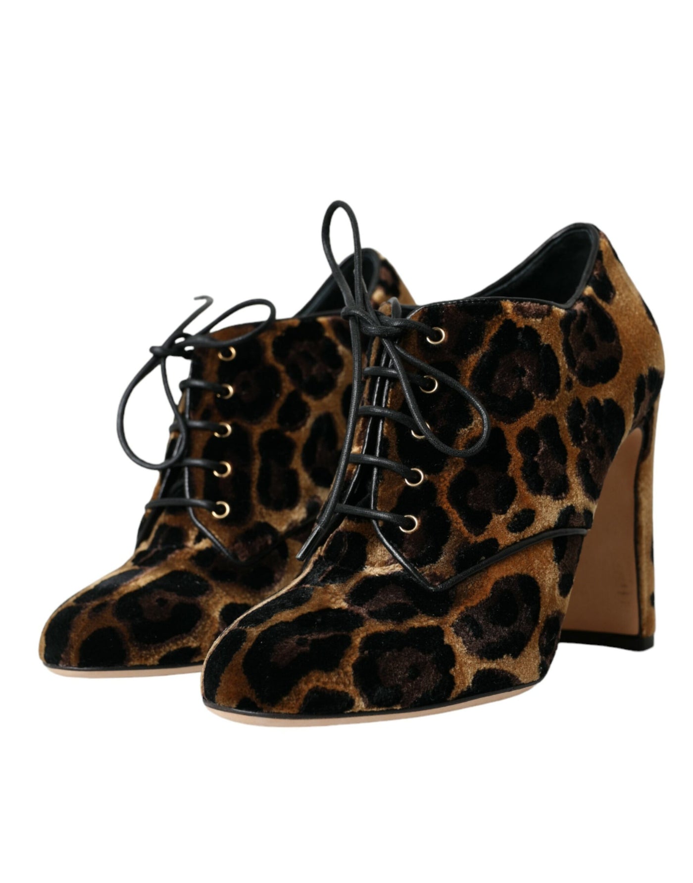 Bottines à lacets à motif léopard marron Dolce &amp; Gabbana