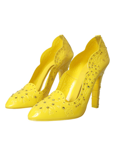 Dolce &amp; Gabbana Gele Kristallen Assepoester Hakken Pumps Schoenen