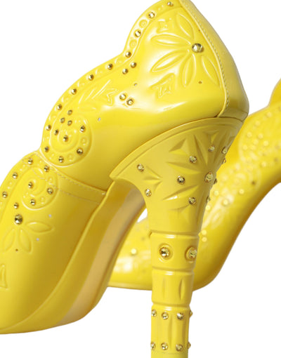 Dolce &amp; Gabbana Gele Kristallen Assepoester Hakken Pumps Schoenen
