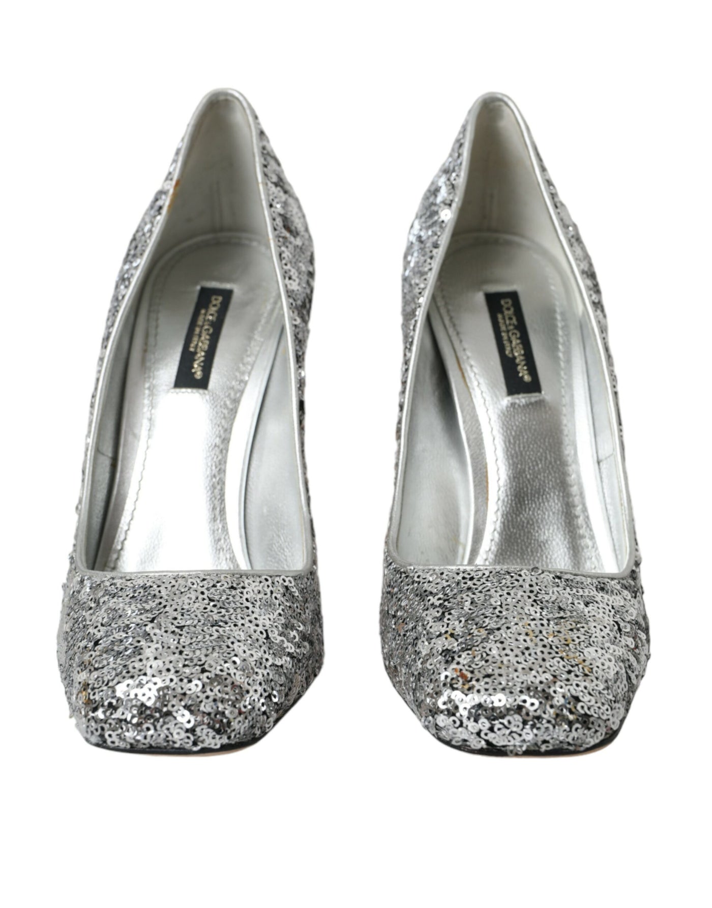 Dolce &amp; Gabbana zilveren pumps met paillettenversiering