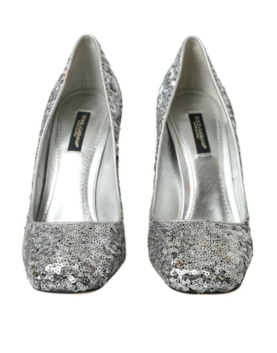 Dolce &amp; Gabbana zilveren pumps met paillettenversiering