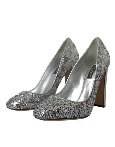 Dolce &amp; Gabbana zilveren pumps met paillettenversiering