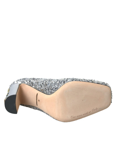 Dolce &amp; Gabbana zilveren pumps met paillettenversiering