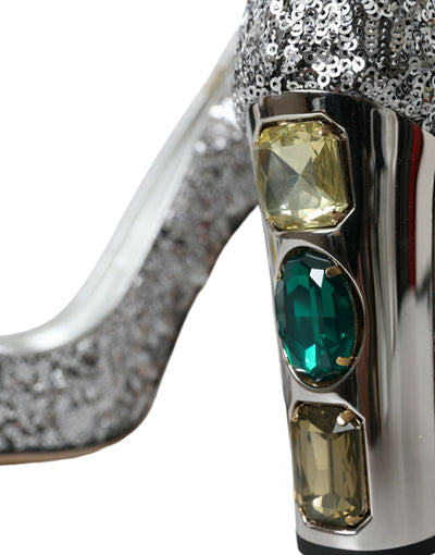 Dolce &amp; Gabbana zilveren pumps met paillettenversiering