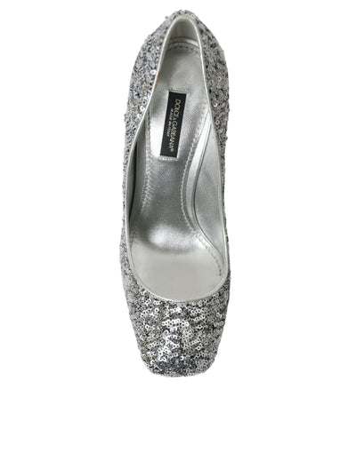 Dolce &amp; Gabbana zilveren pumps met paillettenversiering