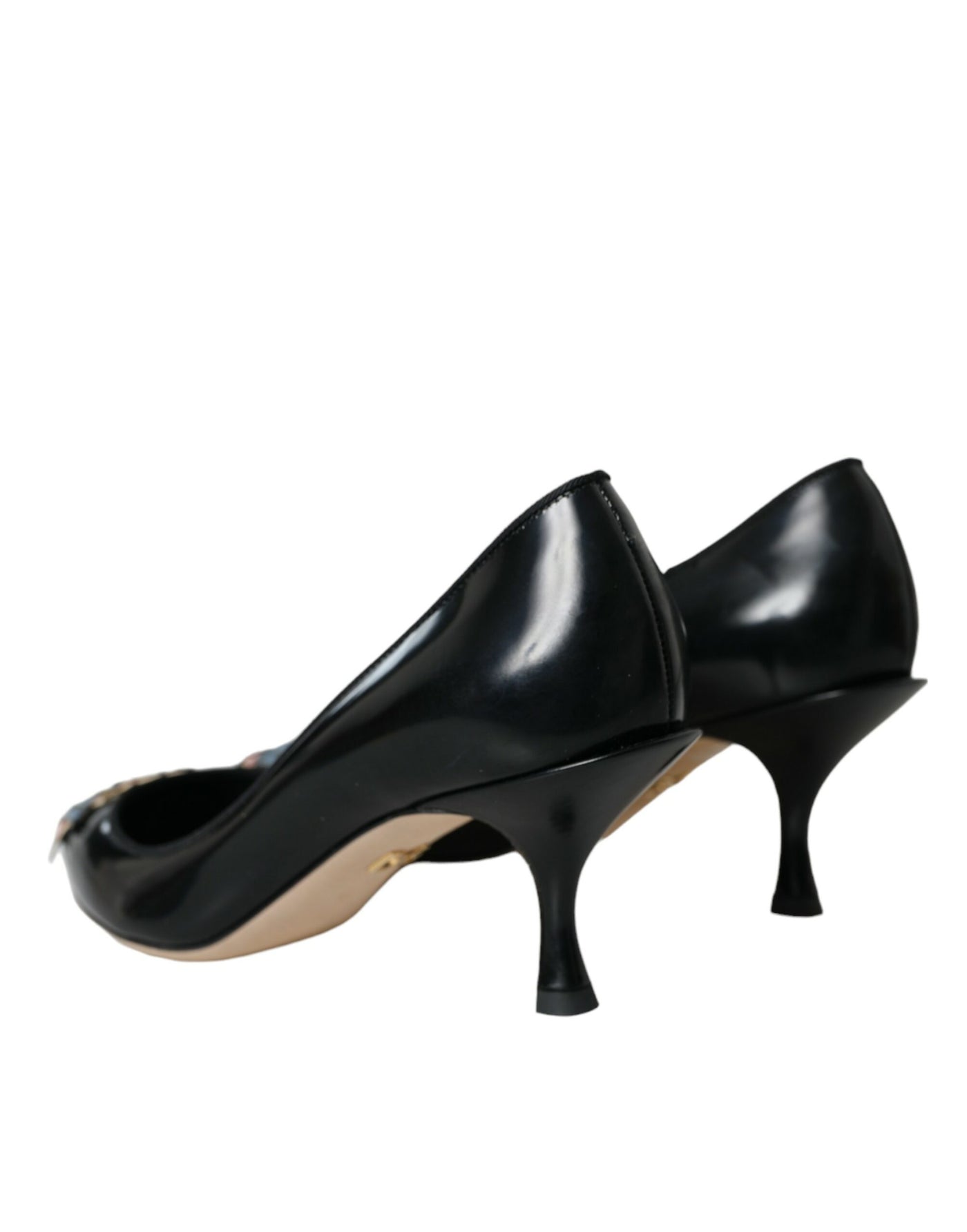 Dolce &amp; Gabbana zwarte leren BOOM patch hakken pumps schoenen