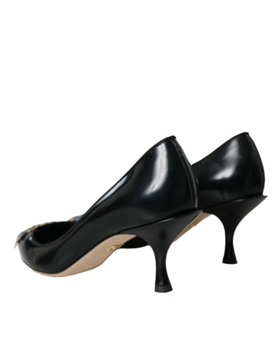 Dolce &amp; Gabbana zwarte leren BOOM patch hakken pumps schoenen