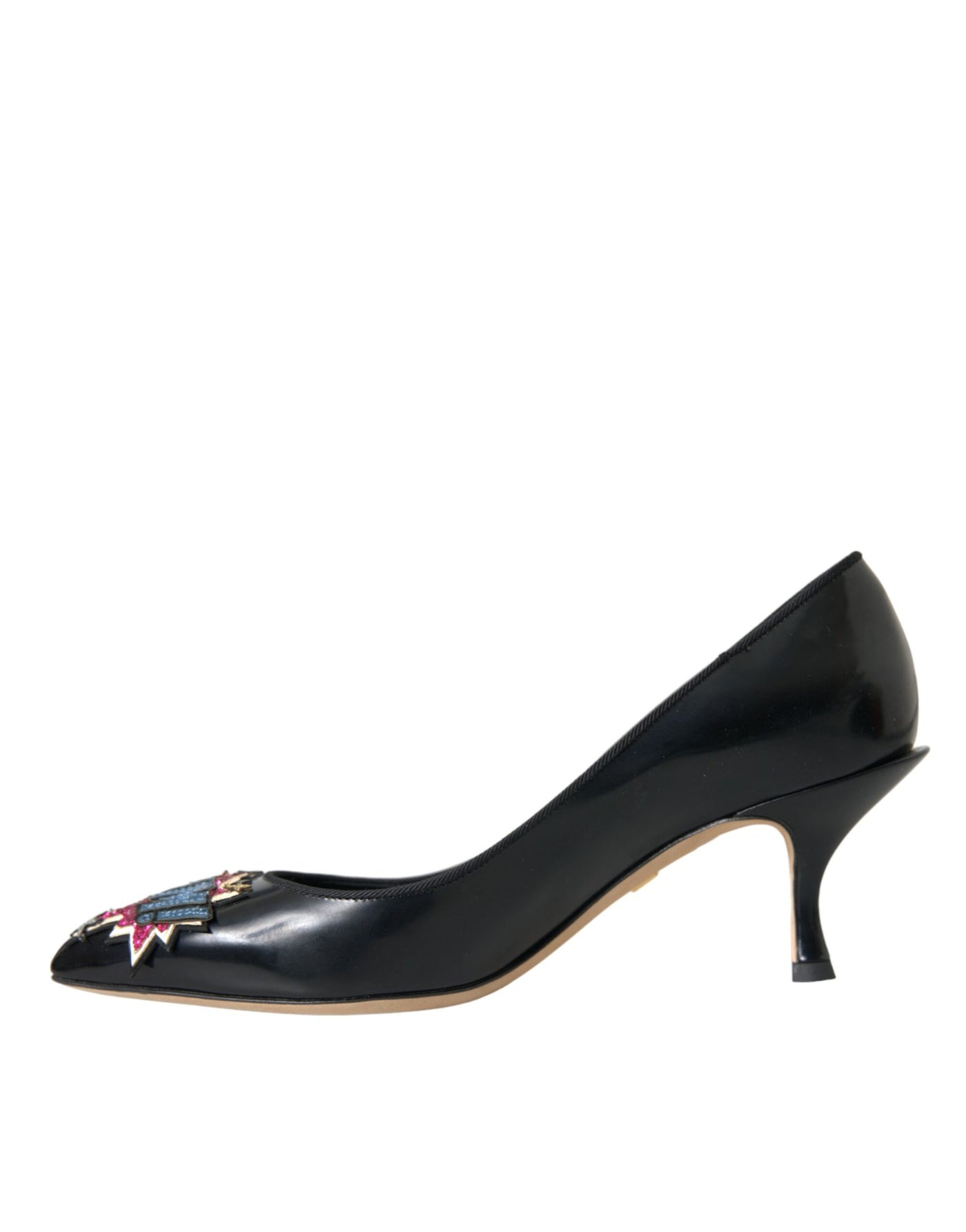 Dolce &amp; Gabbana zwarte leren BOOM patch hakken pumps schoenen