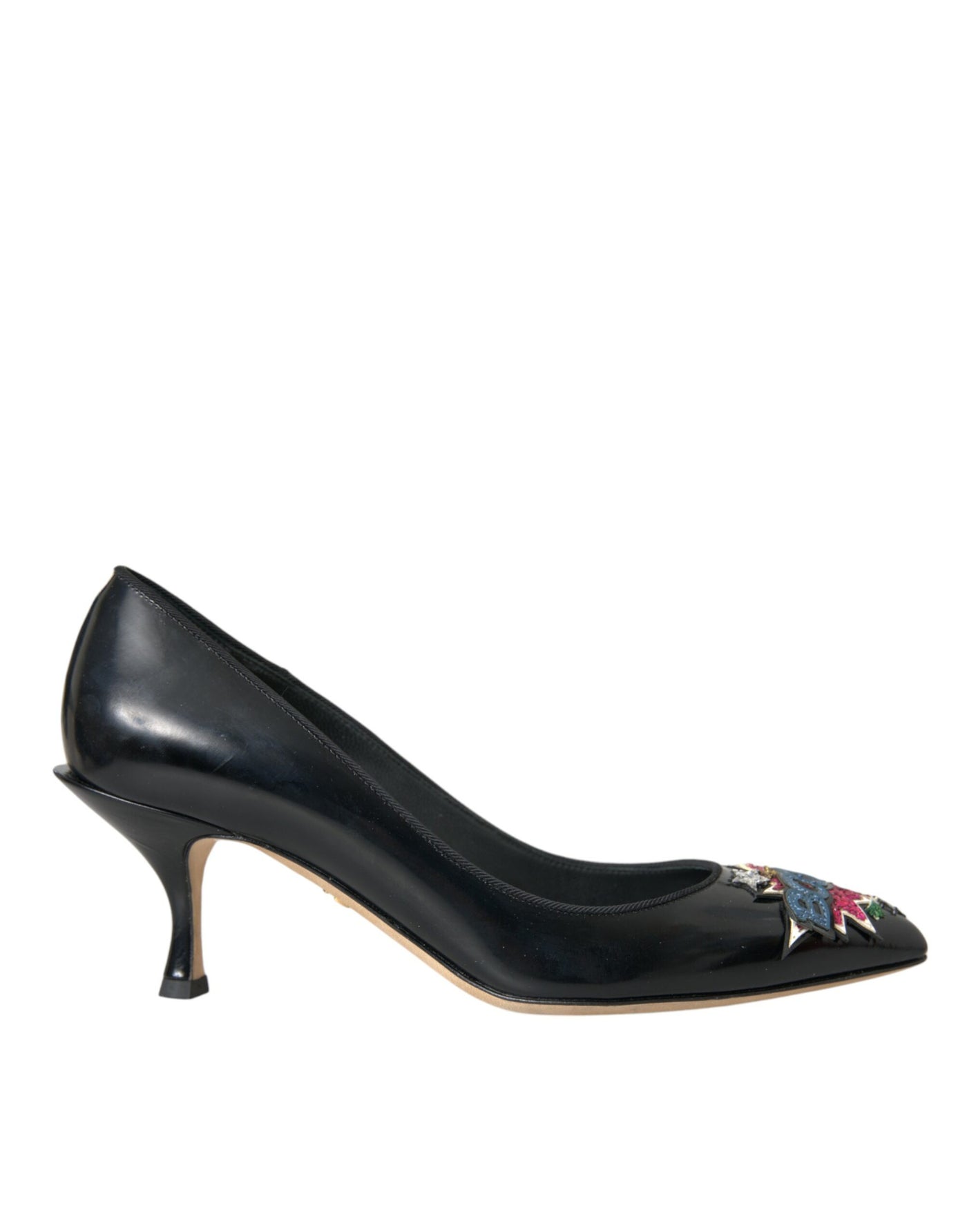 Dolce &amp; Gabbana zwarte leren BOOM patch hakken pumps schoenen