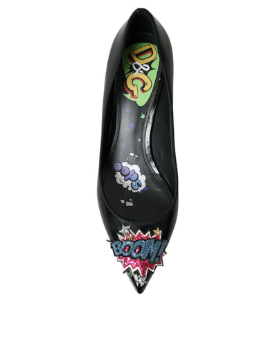 Dolce &amp; Gabbana zwarte leren BOOM patch hakken pumps schoenen