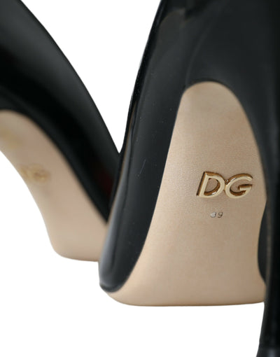 Dolce &amp; Gabbana Zwarte Leren WOW Patch Hakken Pumps Schoenen
