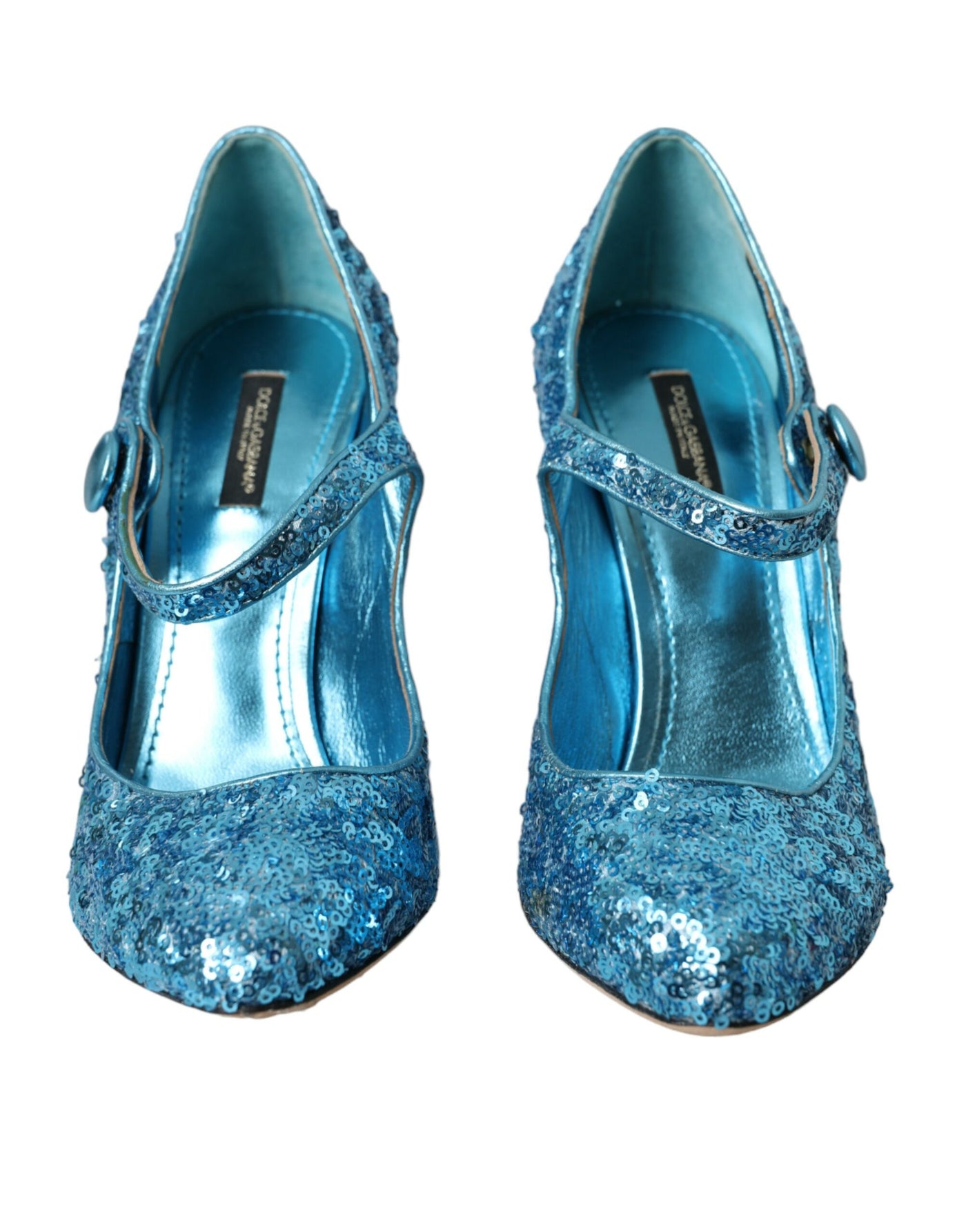Dolce &amp; Gabbana Blauwe Pailletten Mary Jane Pumps Hoge Hakken Schoenen
